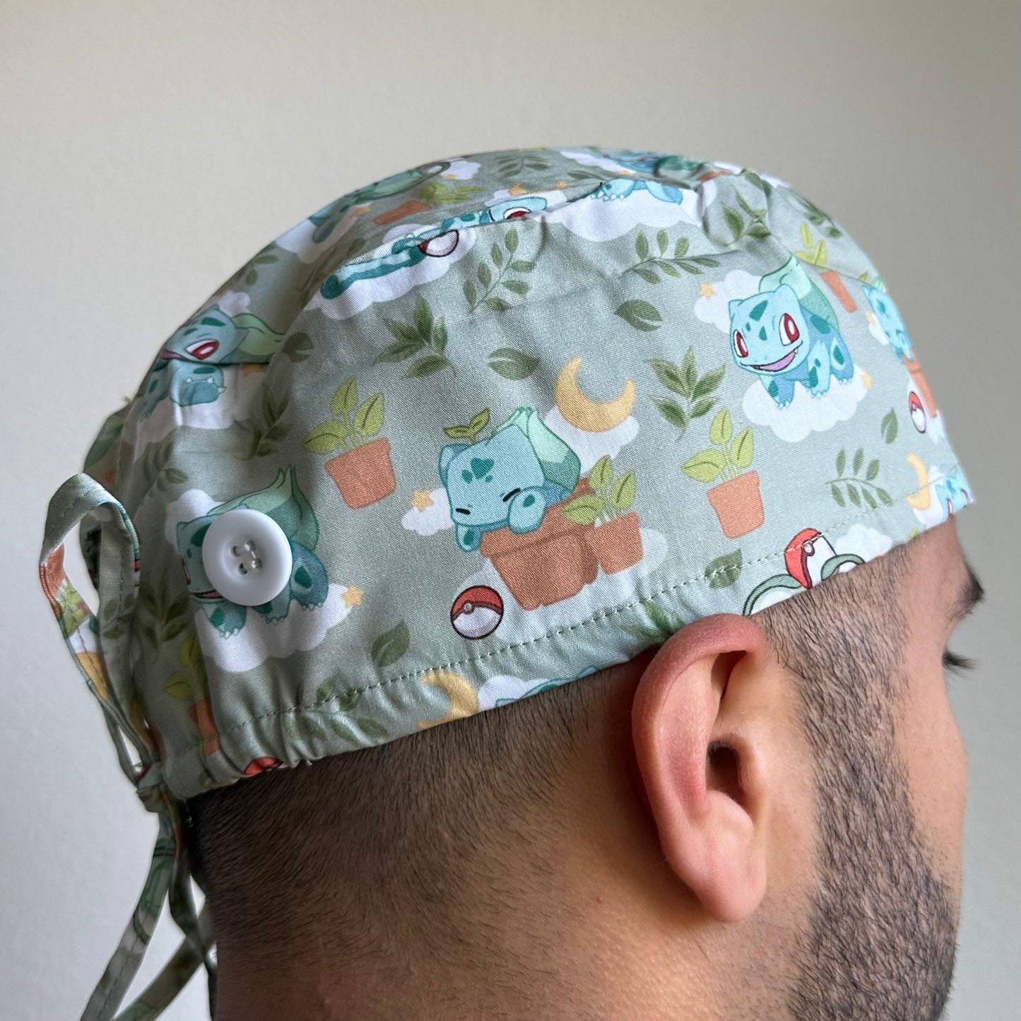 POKEMON - BULBASAUR THEMED SATIN LINED REGULAR SCRUB CAP