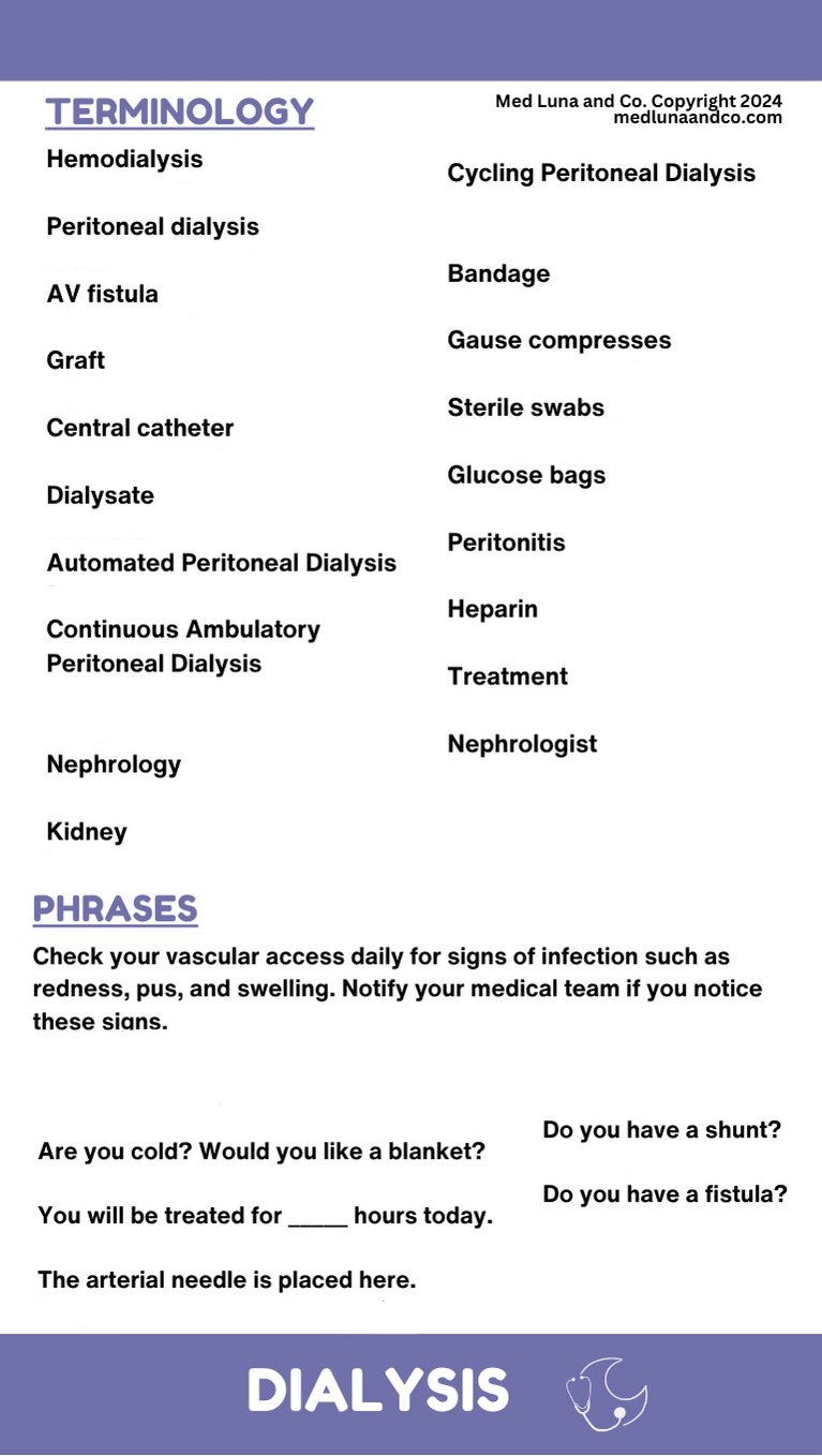 DIALYSIS MEDICAL SPANISH BADGE