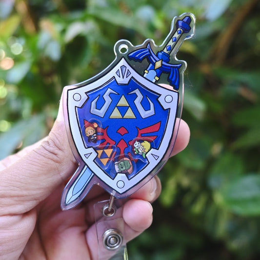 LEGEND OF ZELDA THEMED ACRYLIC SHAKER BADGE REEL