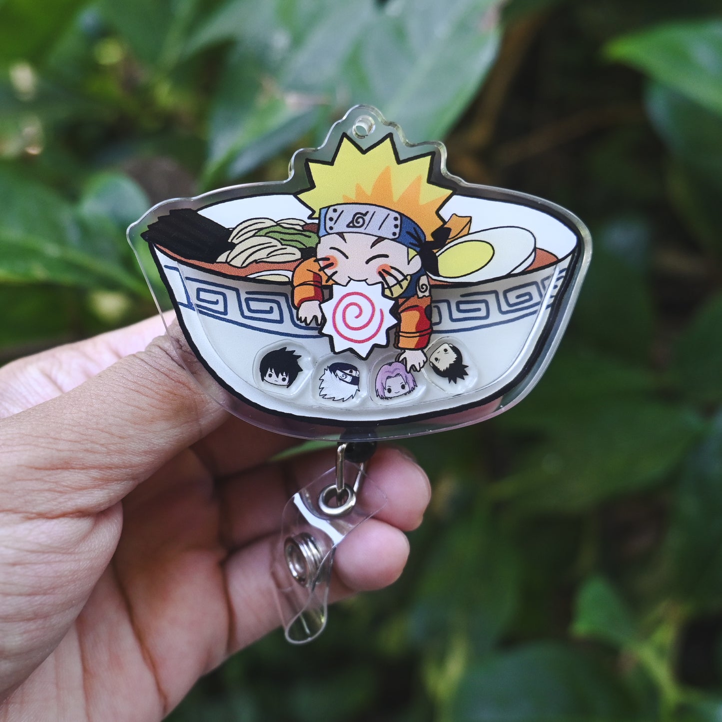 NARUTO THEMED ACRYLIC SHAKER BADGE REEL