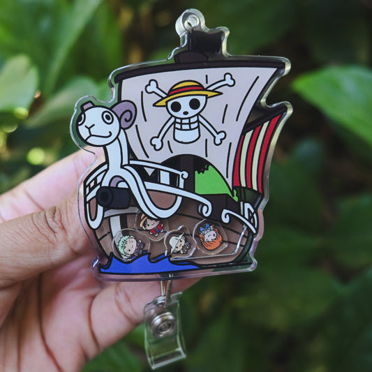 ONE PIECE THEMED ACRYLIC SHAKER BADGE REEL