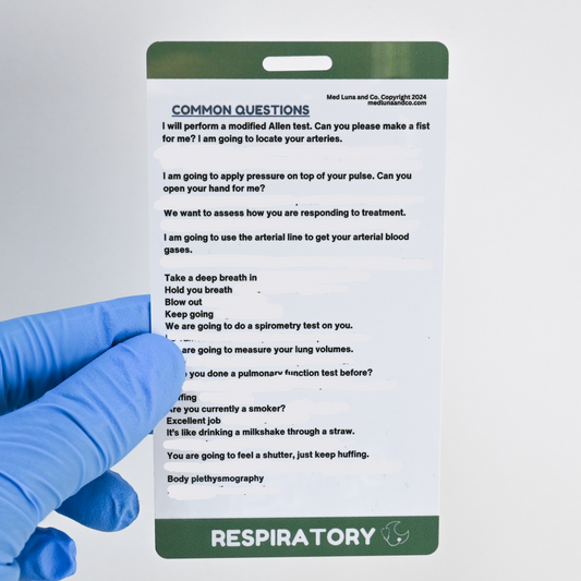 RESPIRATORY THERAPY PHRASES MEDICAL SPANISH BADGE