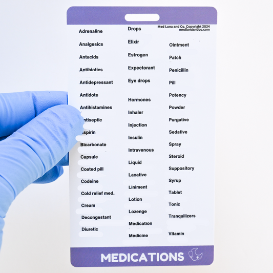 MEDICATIONS + SIDE EFFECTS MEDICAL SPANISH BADGE