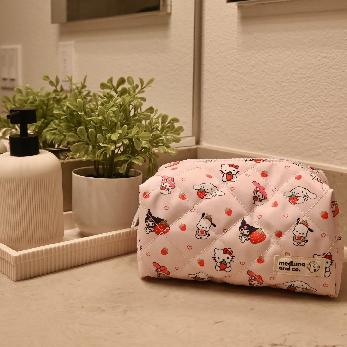 STRAWBERRY SANRIO THEMED LARGE MAKEUP BAG