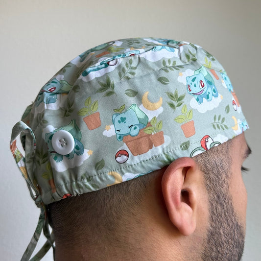 POKEMON - BULBASAUR THEMED SATIN LINED REGULAR SCRUB CAP