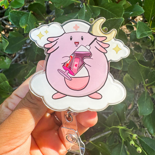 POKEMON - NURSE CHANSEY MEDICAL THEMED ACRYLIC SHAKER BADGE REEL