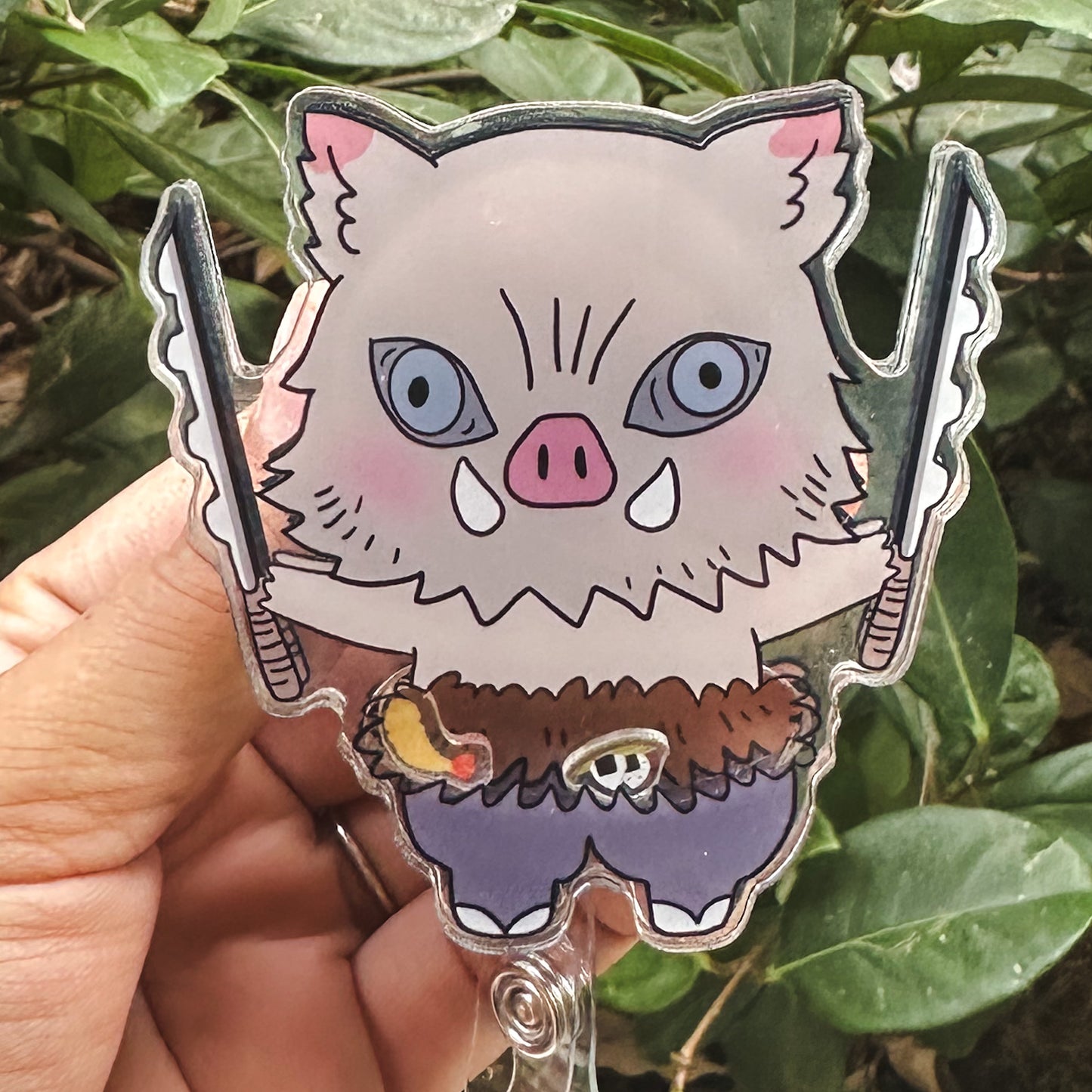 DEMON SLAYER : INOSUKE HASHIBIRA ACRYLIC SHAKER BADGE REEL