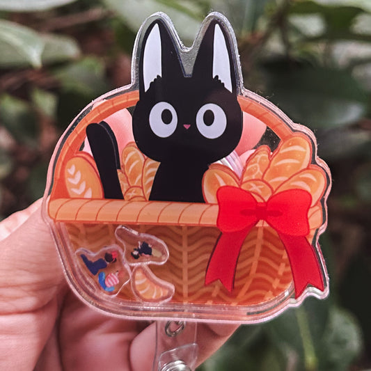 KIKI'S DELIVERY SERVICE - JIJI IN BASKET THEMED ACRYLIC SHAKER BADGE REEL