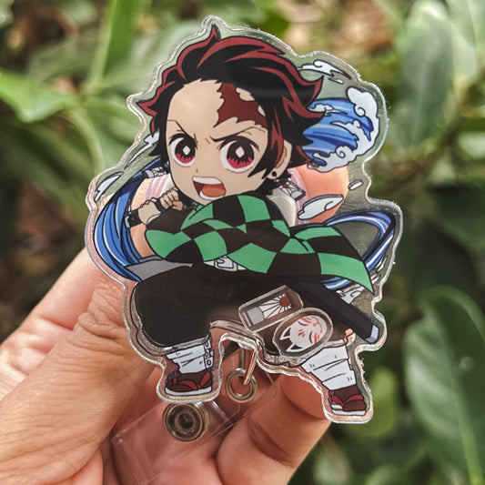 DEMON SLAYER - TANJIRO KAMADO THEMED ACRYLIC SHAKER BADGE REEL