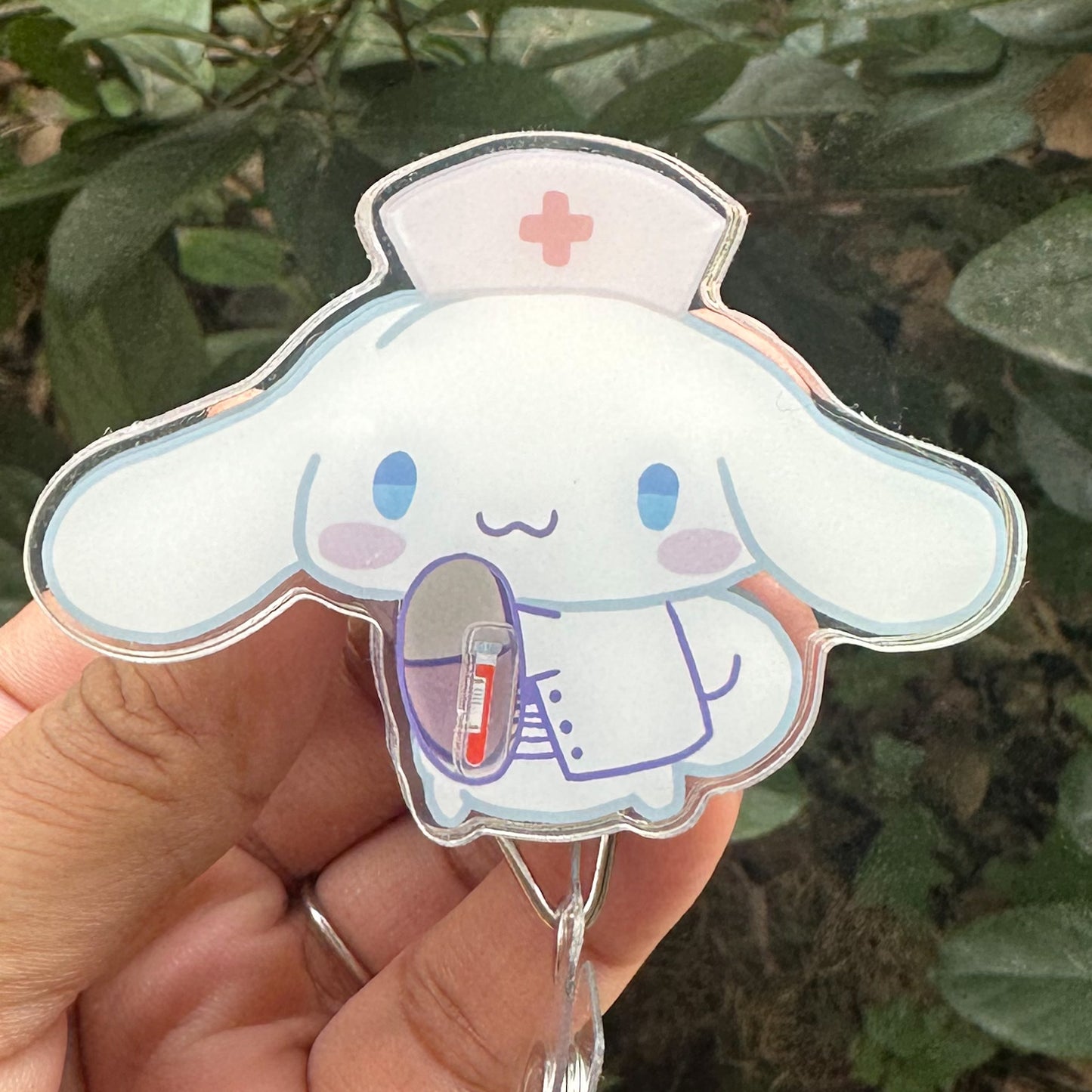 CINNAMOROLL - MEDICAL THEMED ACRYLIC SHAKER BADGE REEL