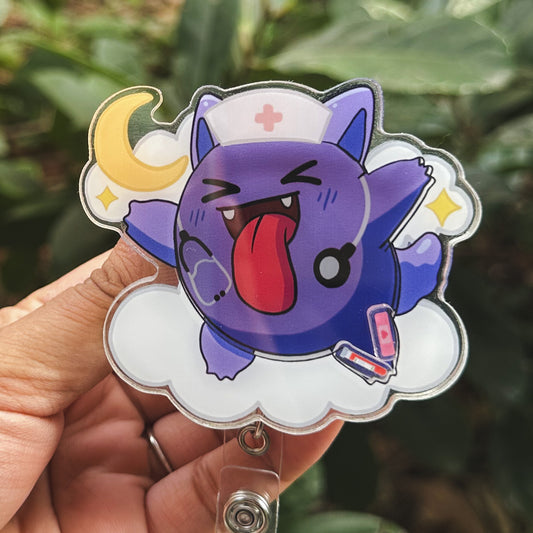 POKEMON - GENGAR MEDICAL THEMED ACRYLIC SHAKER BADGE REEL