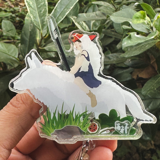 PRINCESS MONONOKE - CHARACTER THEMED THEMED ACRYLIC SHAKER BADGE REEL