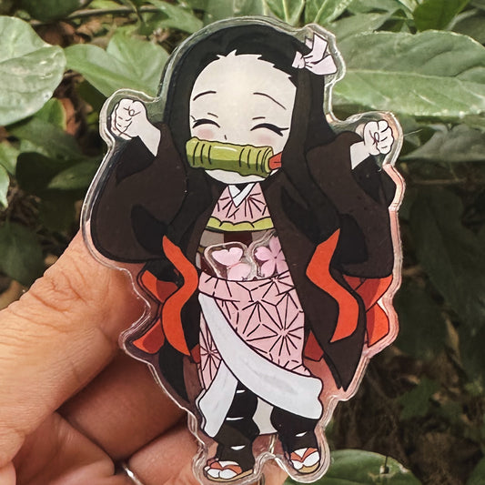 DEMON SLAYER - NEZUKO KAMADO THEMED ACRYLIC SHAKER BADGE REEL