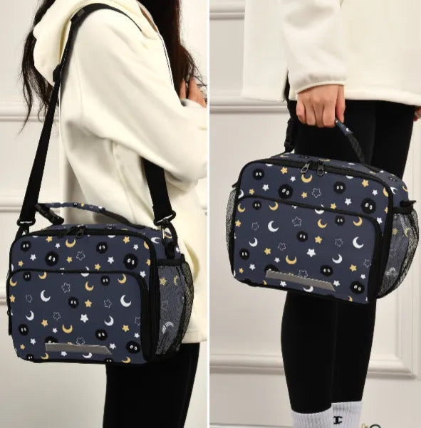 SOOT SPRITES DARK BLUE MOON AND STARS INSULATED LUNCH BAG